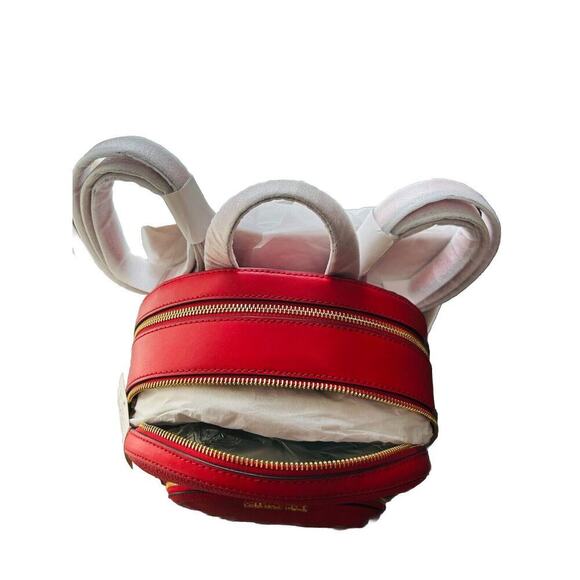 NWT Michael Kors Jaycee Medium Zip Pocket Backpack Leather Bright Red MSRP $498 - Picture 12 of 15